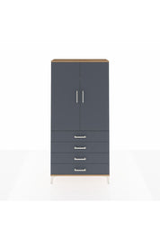 Arges Dolap 3 Raflı 4 Çekmeceli 2 Kapaklı 88x30x182 Çam-Antrasit