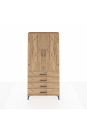 Arges Dolap 3 Raflı 4 Çekmeceli 2 Kapaklı 88x30x182 Çam-Çam