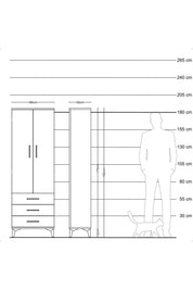 Arges Dolap 3 Raflı 3 Çekmeceli 2 Kapaklı 88x30x182 Aytaşı-Aytaşı