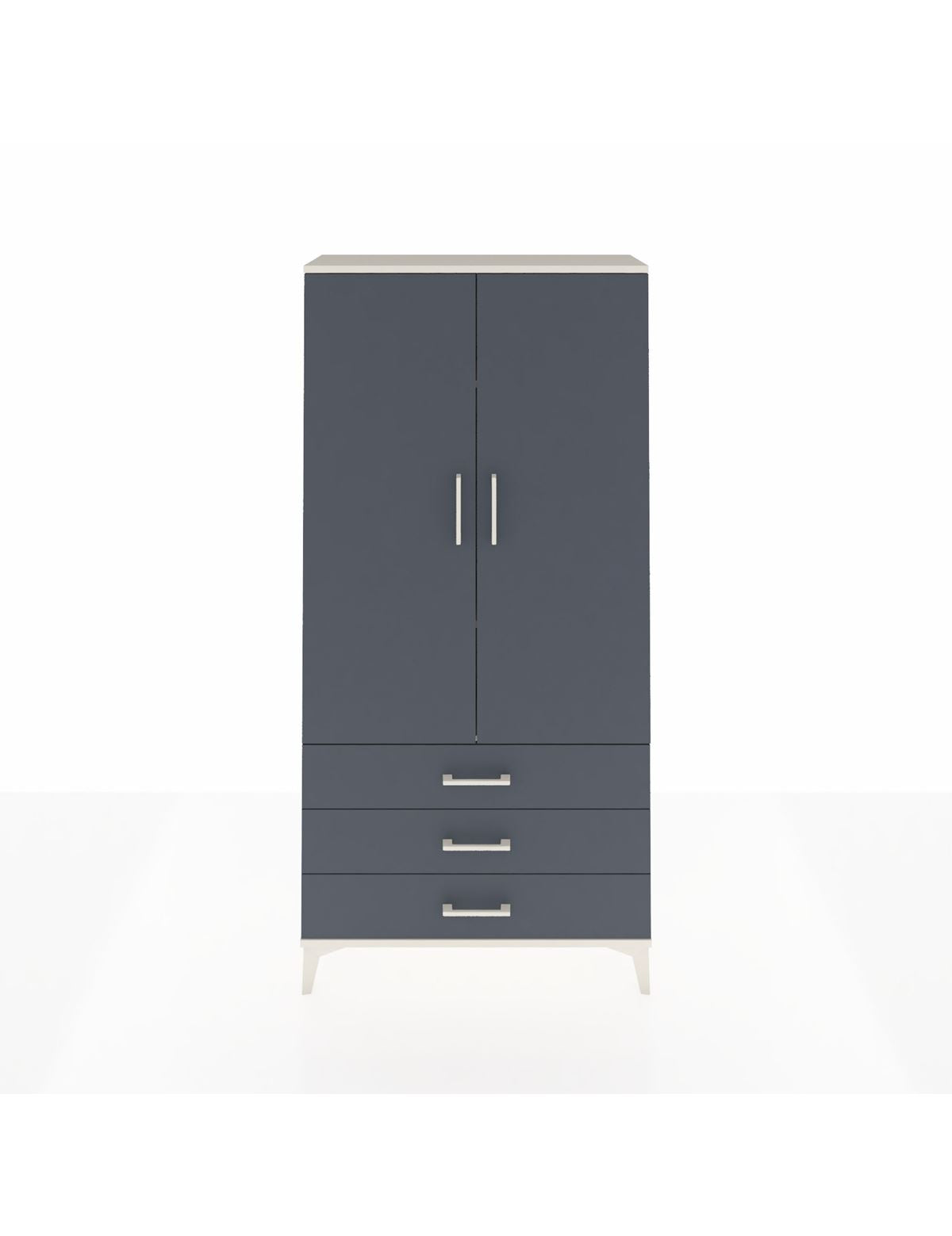 Arges Dolap 3 Raflı 3 Çekmeceli 2 Kapaklı 88x30x182 Aytaşı-Antrasit