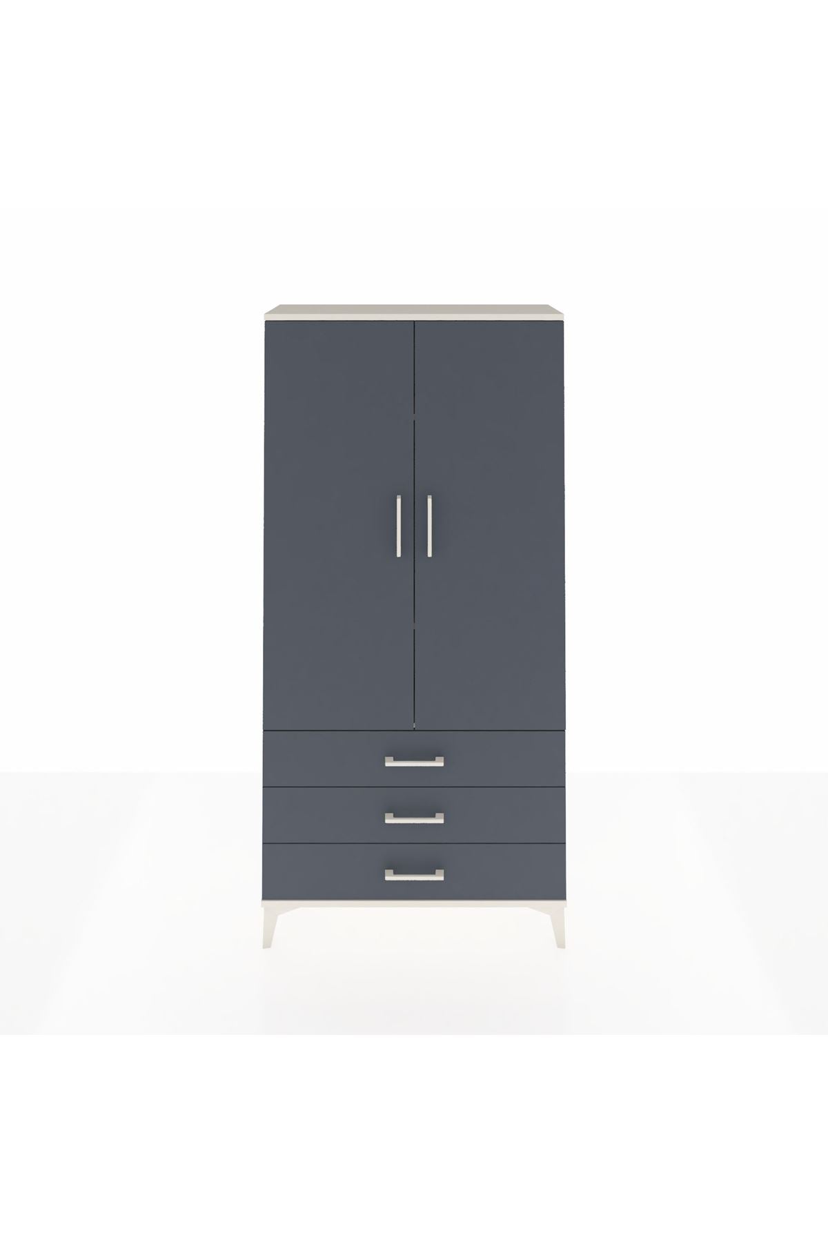 Arges Dolap 3 Raflı 3 Çekmeceli 2 Kapaklı 88x30x182 Aytaşı-Antrasit