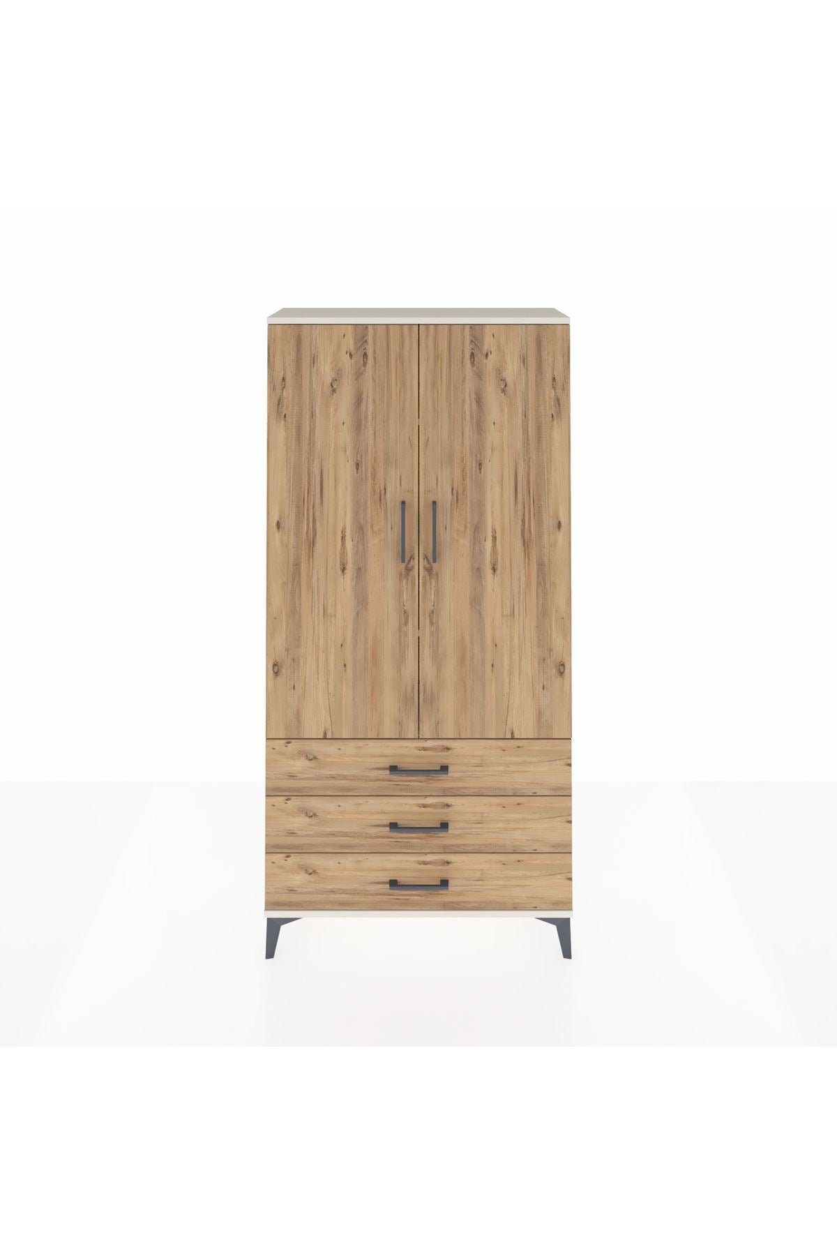 Arges Dolap 3 Raflı 3 Çekmeceli 2 Kapaklı 88x30x182 Aytaşı-Çam