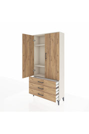 Arges Dolap 3 Raflı 3 Çekmeceli 2 Kapaklı 88x30x182 Aytaşı-Çam