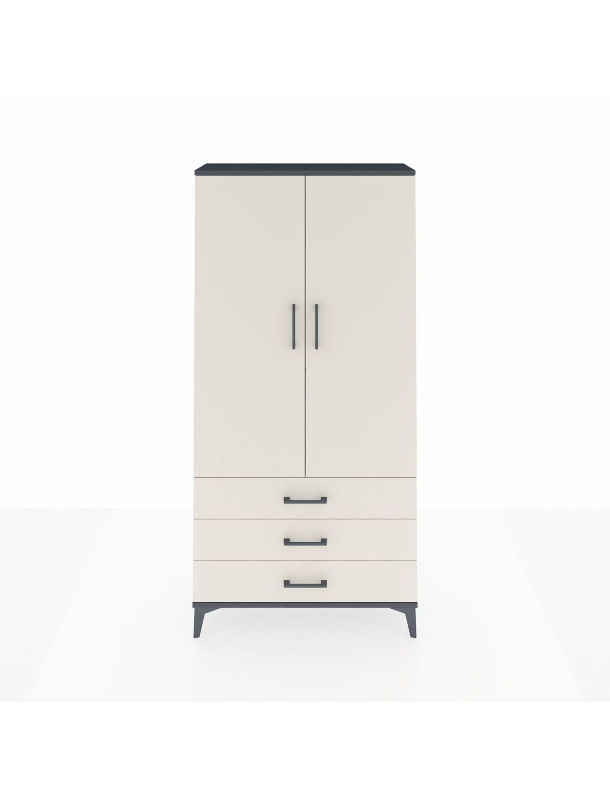 Arges Dolap 3 Raflı 3 Çekmeceli 2 Kapaklı 88x30x182 Antrasit-Aytaşı