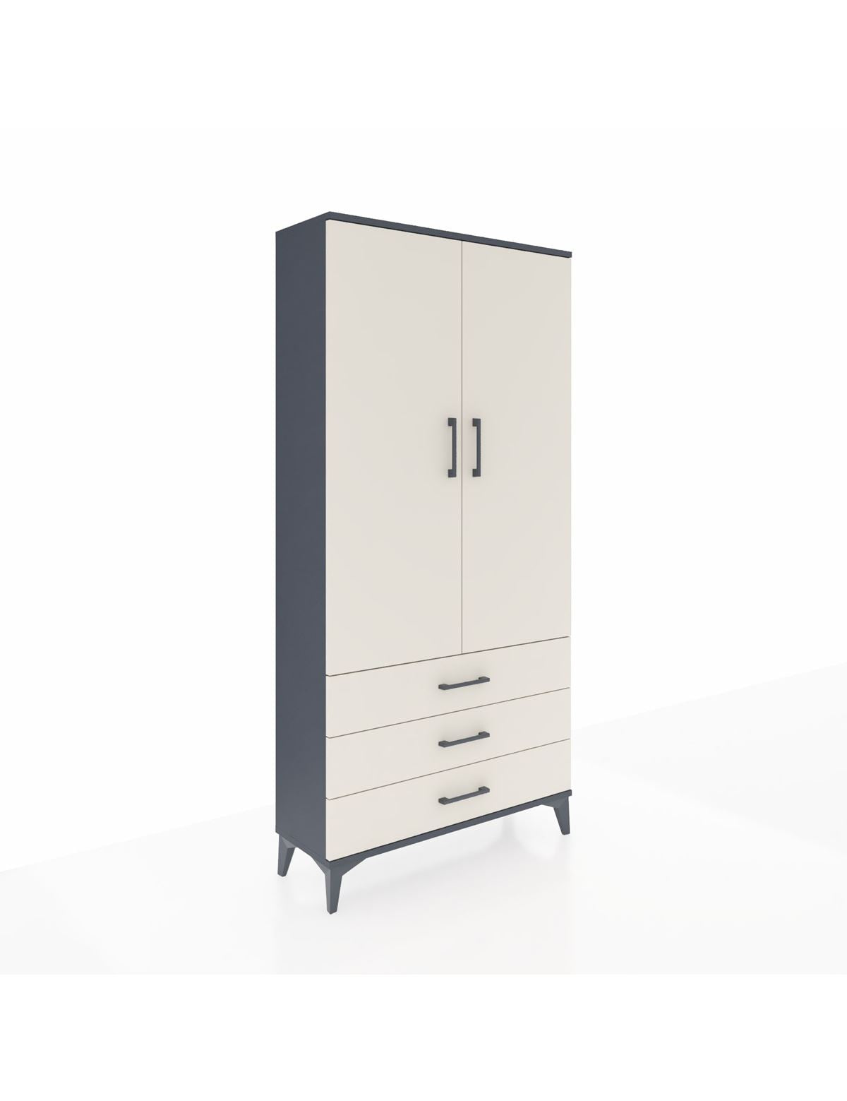 Arges Dolap 3 Raflı 3 Çekmeceli 2 Kapaklı 88x30x182 Antrasit-Aytaşı