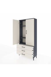 Arges Dolap 3 Raflı 3 Çekmeceli 2 Kapaklı 88x30x182 Antrasit-Aytaşı