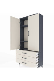 Arges Dolap 3 Raflı 3 Çekmeceli 2 Kapaklı 88x30x182 Antrasit-Aytaşı