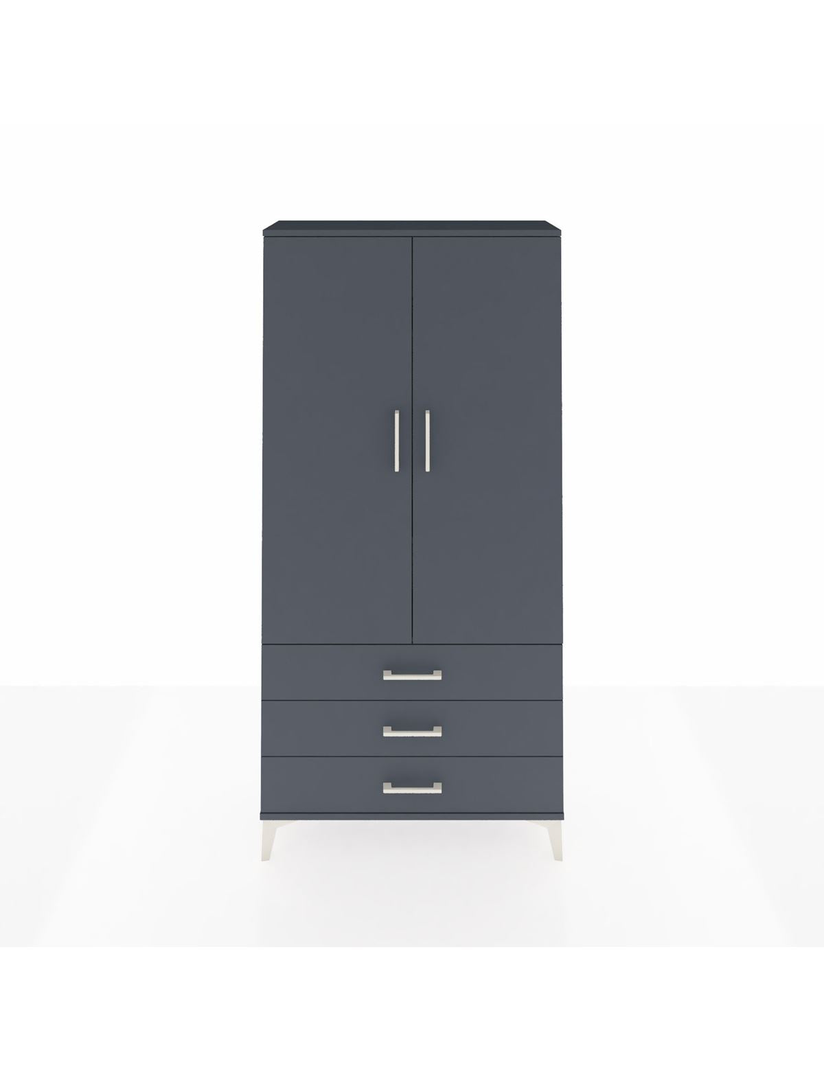 Arges Dolap 3 Raflı 3 Çekmeceli 2 Kapaklı 88x30x182 Antrasit-Antrasit