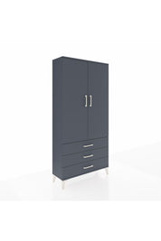 Arges Dolap 3 Raflı 3 Çekmeceli 2 Kapaklı 88x30x182 Antrasit-Antrasit