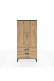 Arges Dolap 3 Raflı 3 Çekmeceli 2 Kapaklı 88x30x182 Antrasit-Çam