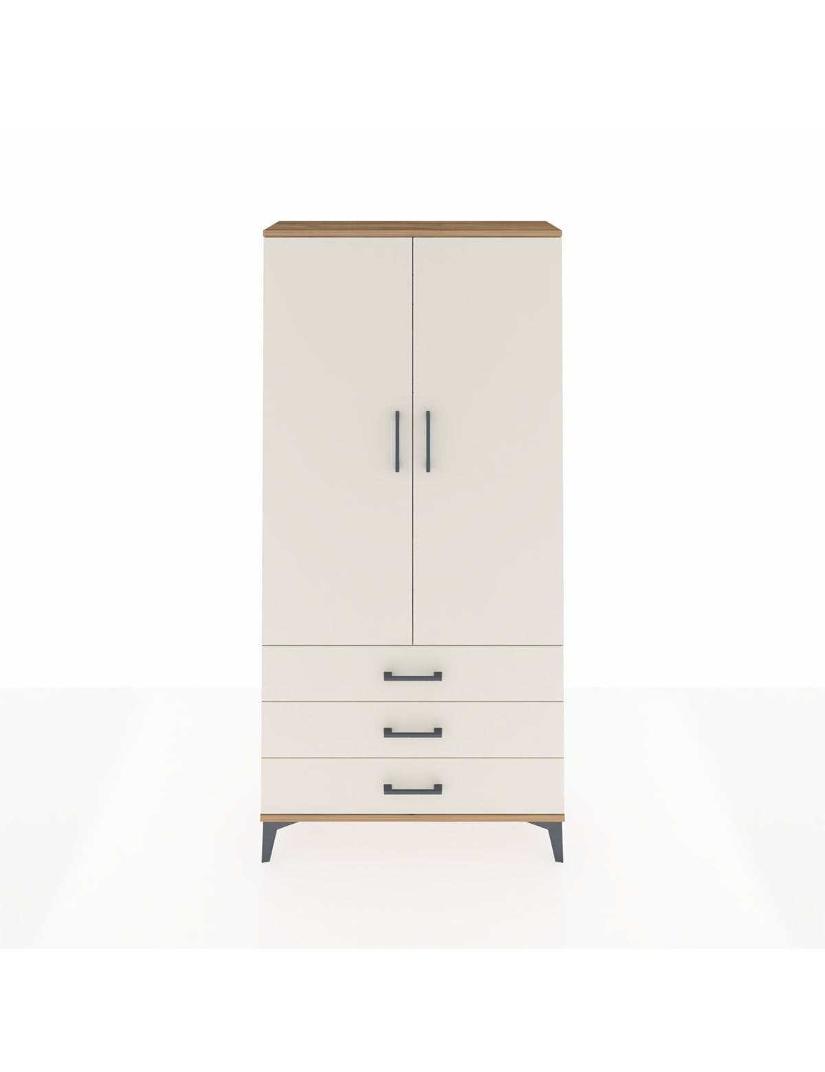 Arges Dolap 3 Raflı 3 Çekmeceli 2 Kapaklı 88x30x182 Çam-Aytaşı