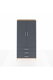 Arges Dolap 3 Raflı 3 Çekmeceli 2 Kapaklı 88x30x182 Çam-Antrasit