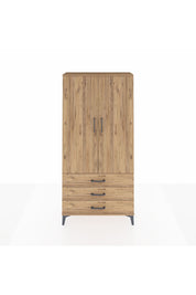 Arges Dolap 3 Raflı 3 Çekmeceli 2 Kapaklı 88x30x182 Çam-Çam