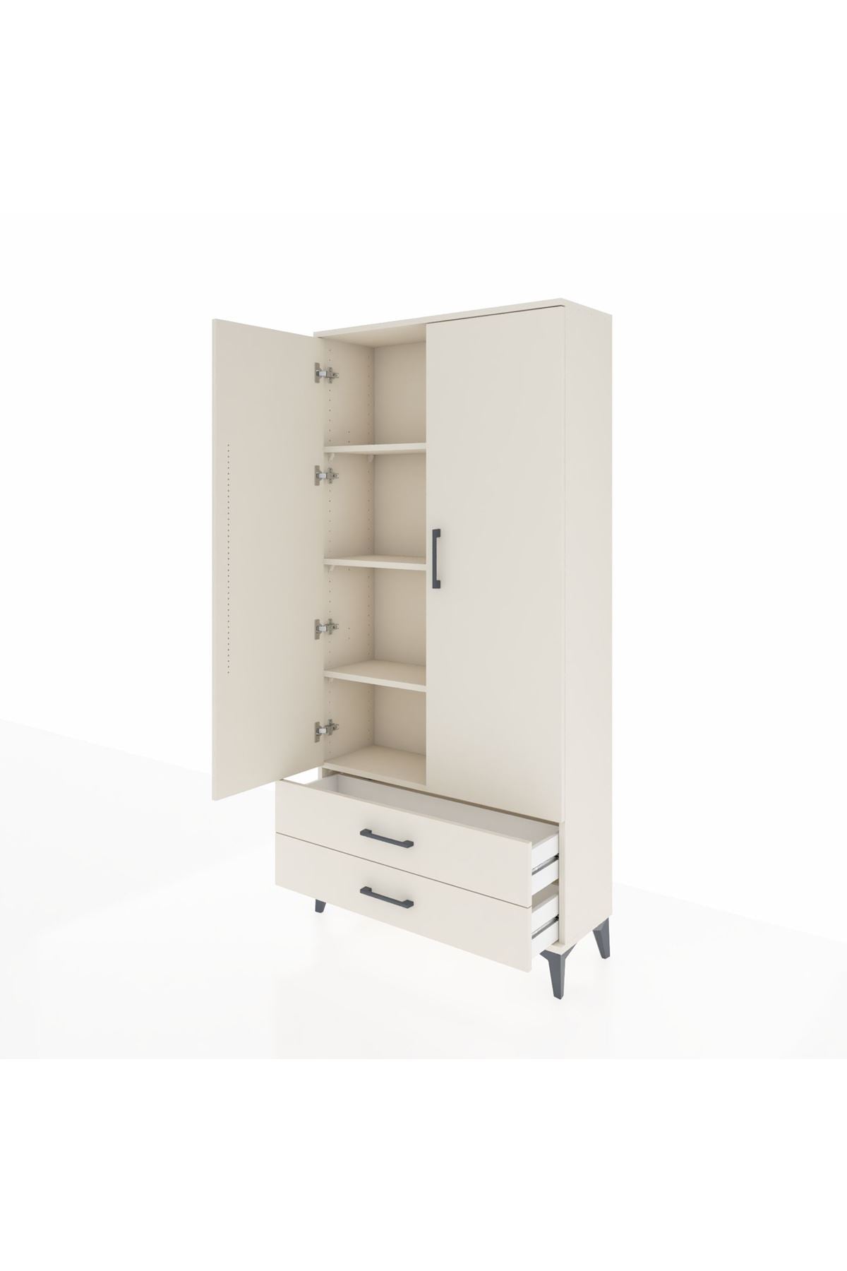 Arges Dolap 4 Raflı 2 Çekmeceli 2 Kapaklı 88x30x182 Aytaşı-Aytaşı