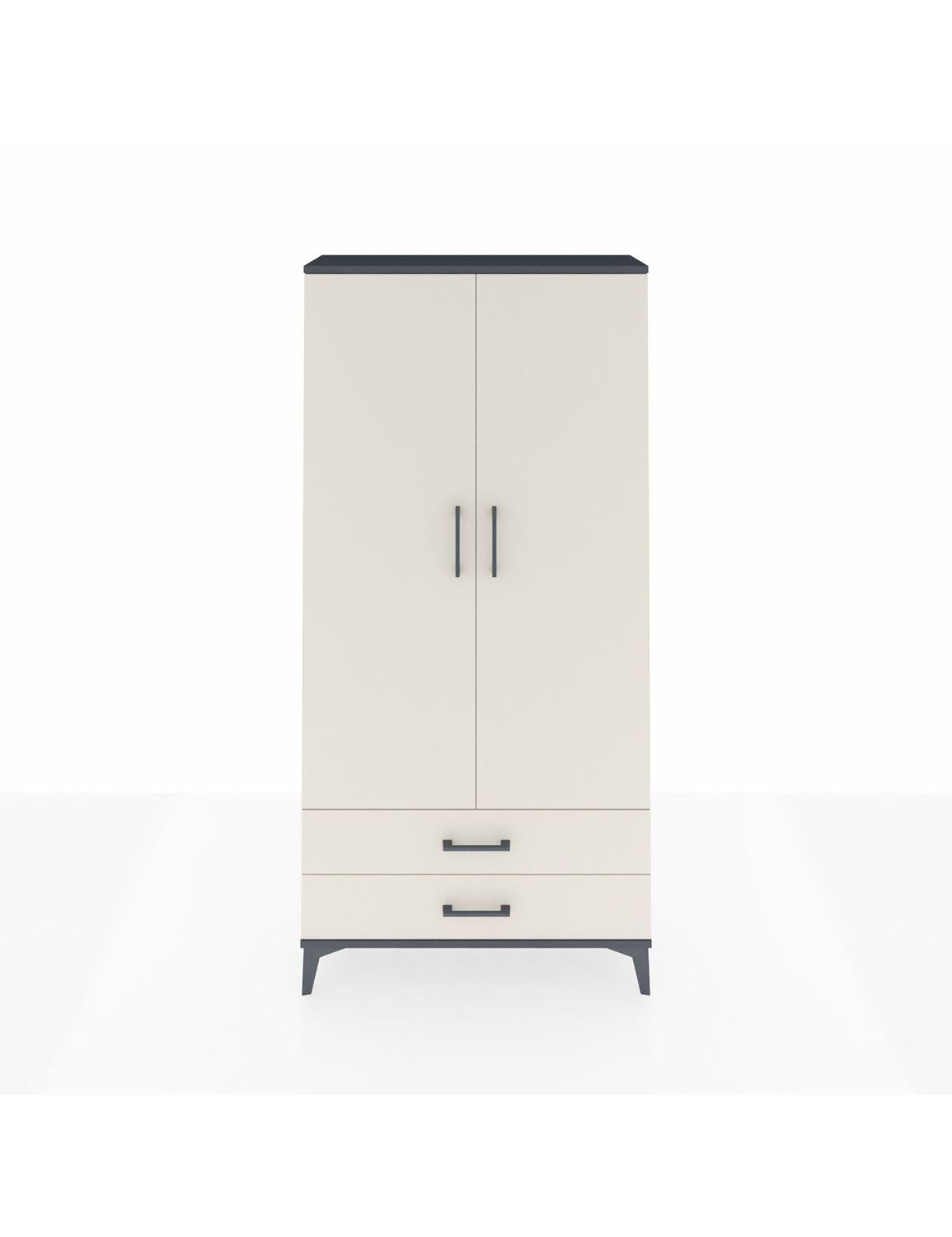 Arges Dolap 4 Raflı 2 Çekmeceli 2 Kapaklı 88x30x182 Antrasit-Aytaşı