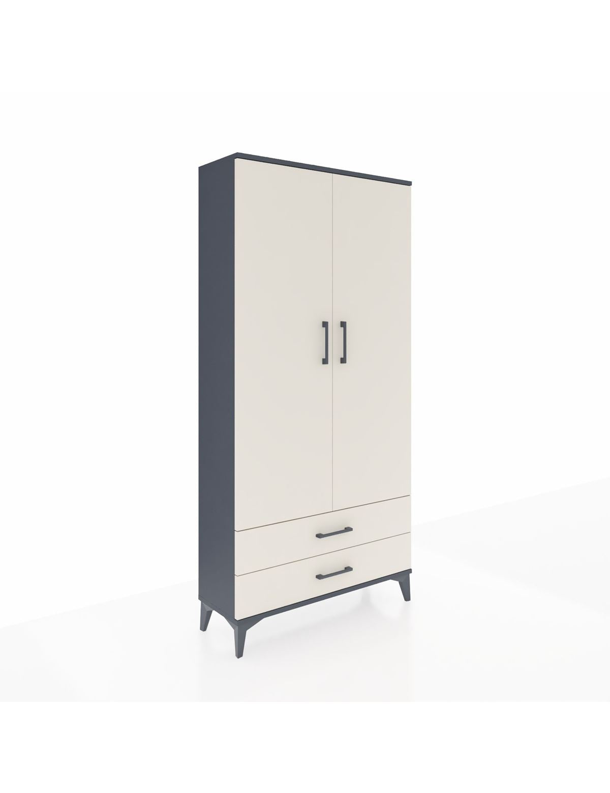 Arges Dolap 4 Raflı 2 Çekmeceli 2 Kapaklı 88x30x182 Antrasit-Aytaşı