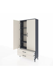 Arges Dolap 4 Raflı 2 Çekmeceli 2 Kapaklı 88x30x182 Antrasit-Aytaşı