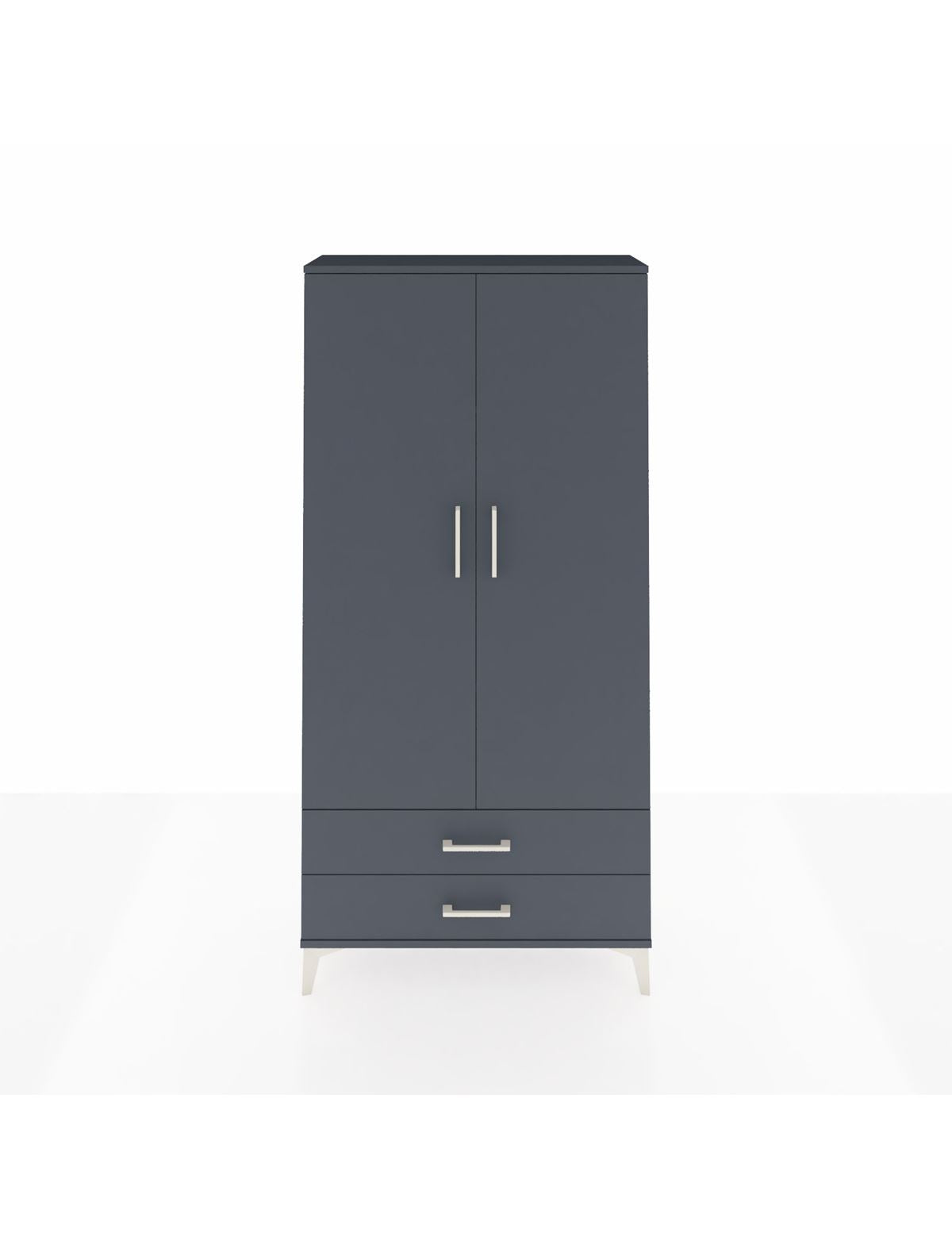 Arges Dolap 4 Raflı 2 Çekmeceli 2 Kapaklı 88x30x182 Antrasit-Antrasit