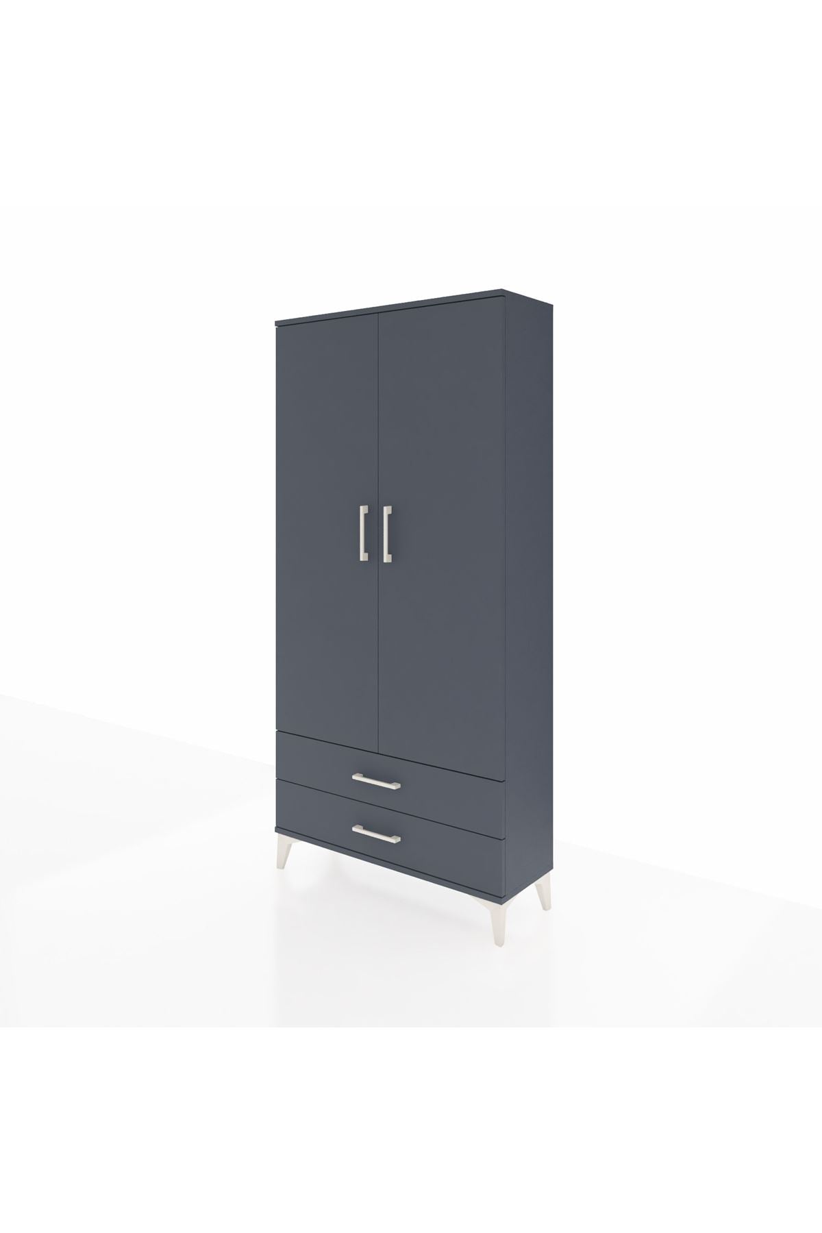 Arges Dolap 4 Raflı 2 Çekmeceli 2 Kapaklı 88x30x182 Antrasit-Antrasit