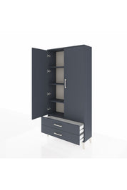 Arges Dolap 4 Raflı 2 Çekmeceli 2 Kapaklı 88x30x182 Antrasit-Antrasit