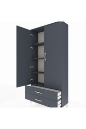 Arges Dolap 4 Raflı 2 Çekmeceli 2 Kapaklı 88x30x182 Antrasit-Antrasit