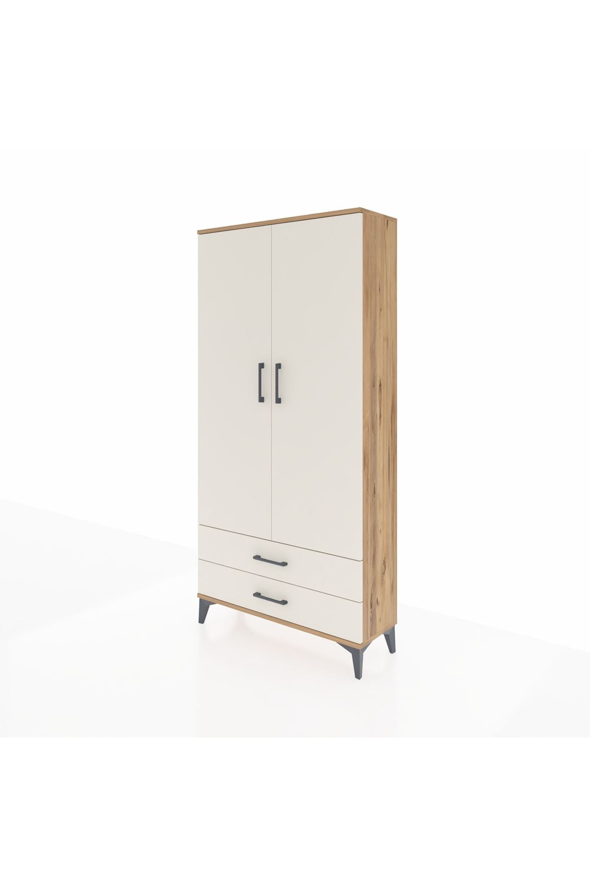 Arges Dolap 4 Raflı 2 Çekmeceli 2 Kapaklı 88x30x182 Çam-Aytaşı