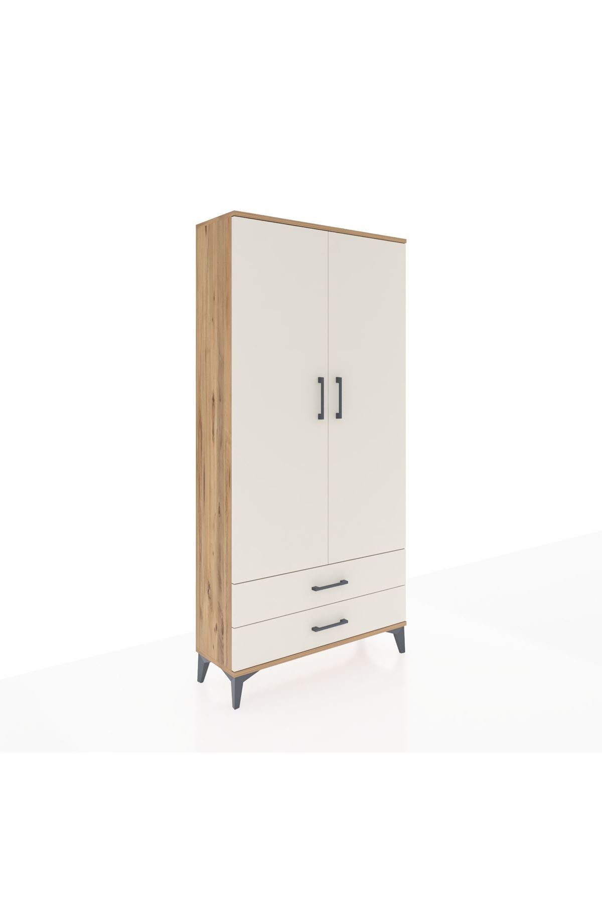 Arges Dolap 4 Raflı 2 Çekmeceli 2 Kapaklı 88x30x182 Çam-Aytaşı