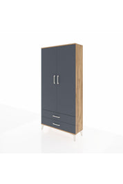 Arges Dolap 4 Raflı 2 Çekmeceli 2 Kapaklı 88x30x182 Çam-Antrasit