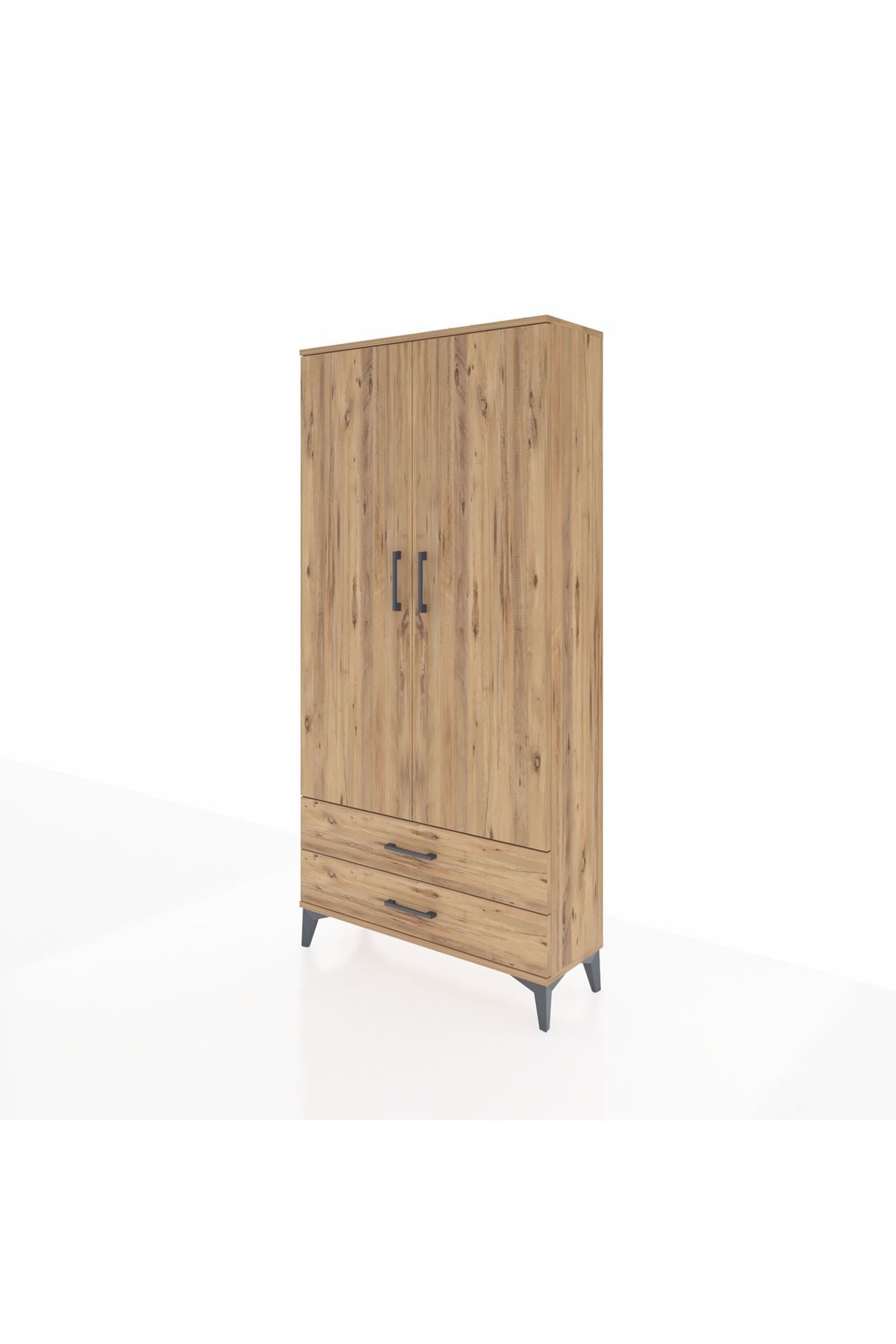 Arges Dolap 4 Raflı 2 Çekmeceli 2 Kapaklı 88x30x182 Çam-Çam