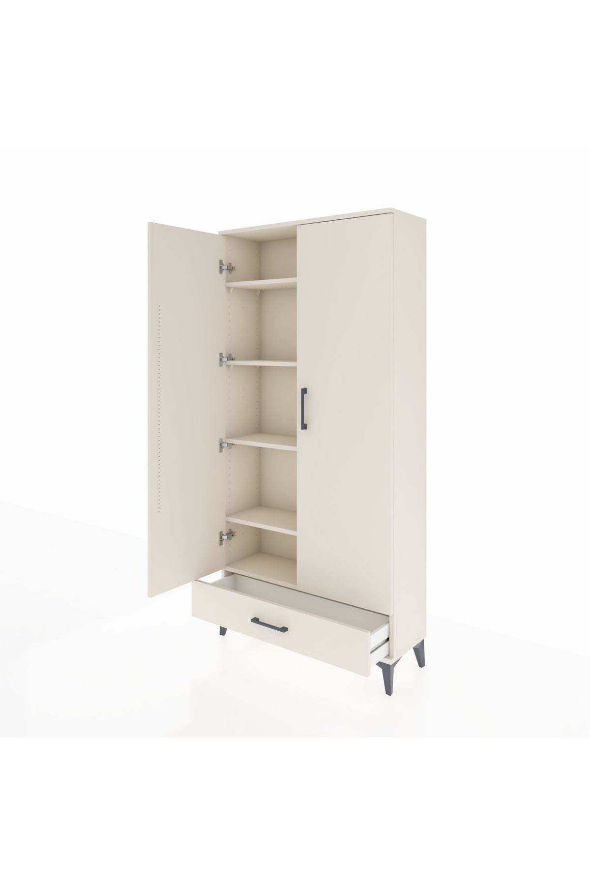 Arges Dolap 5 Raflı Tek Çekmeceli 2 Kapaklı 88x30x182 Aytaşı-Aytaşı