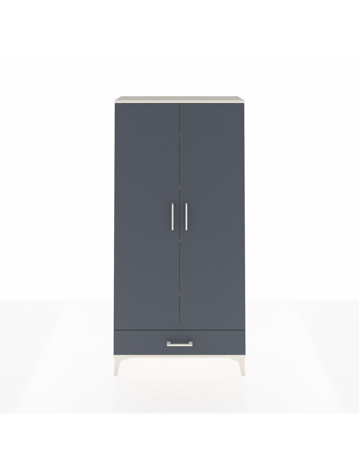 Arges Dolap 5 Raflı Tek Çekmeceli 2 Kapaklı 88x30x182 Aytaşı-Antrasit