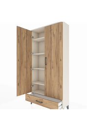 Arges Dolap 5 Raflı Tek Çekmeceli 2 Kapaklı 88x30x182 Aytaşı-Çam