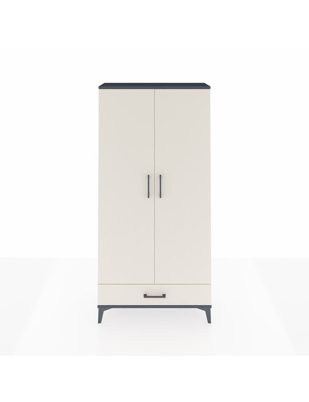 Arges Dolap 5 Raflı Tek Çekmeceli 2 Kapaklı 88x30x182 Antrasit-Aytaşı