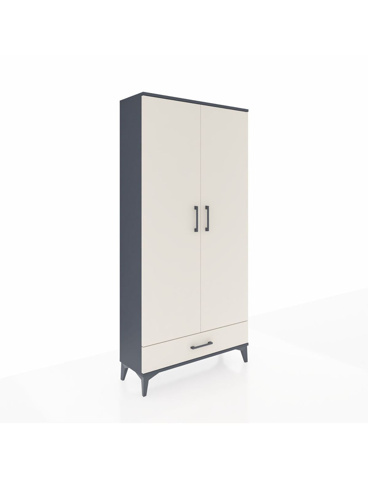 Arges Dolap 5 Raflı Tek Çekmeceli 2 Kapaklı 88x30x182 Antrasit-Aytaşı