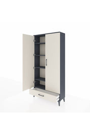 Arges Dolap 5 Raflı Tek Çekmeceli 2 Kapaklı 88x30x182 Antrasit-Aytaşı