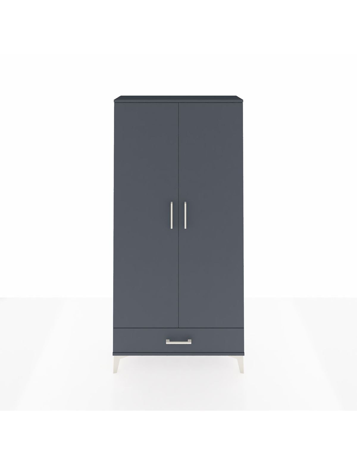 Arges Dolap 5 Raflı Tek Çekmeceli 2 Kapaklı 88x30x182 Antrasit-Antrasit