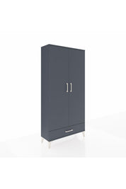 Arges Dolap 5 Raflı Tek Çekmeceli 2 Kapaklı 88x30x182 Antrasit-Antrasit