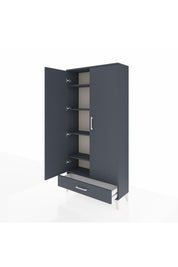 Arges Dolap 5 Raflı Tek Çekmeceli 2 Kapaklı 88x30x182 Antrasit-Antrasit
