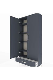 Arges Dolap 5 Raflı Tek Çekmeceli 2 Kapaklı 88x30x182 Antrasit-Antrasit