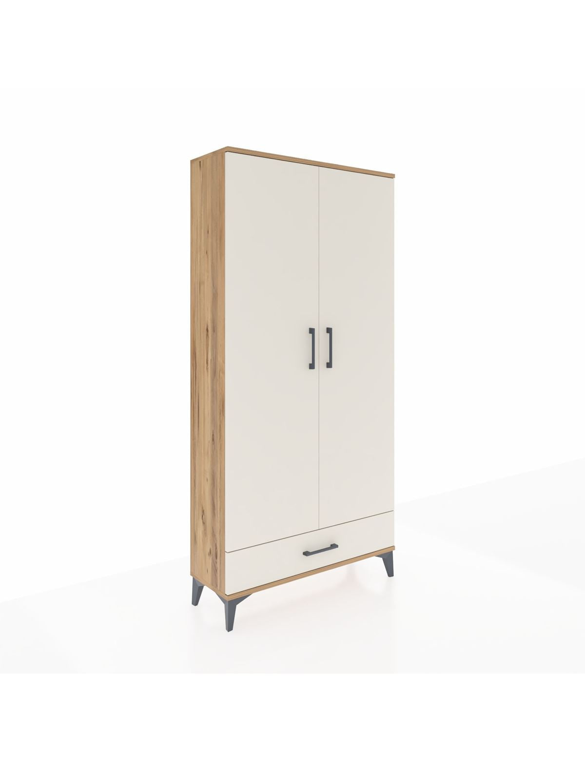 Arges Dolap 5 Raflı Tek Çekmeceli 2 Kapaklı 88x30x182 Çam-Aytaşı