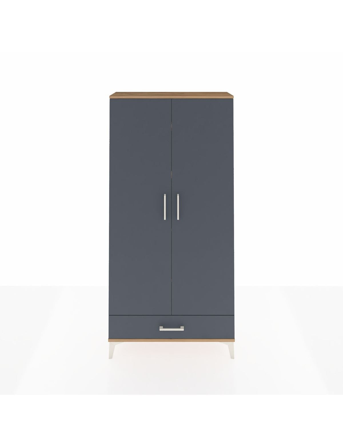 Arges Dolap 5 Raflı Tek Çekmeceli 2 Kapaklı 88x30x182 Çam-Antrasit