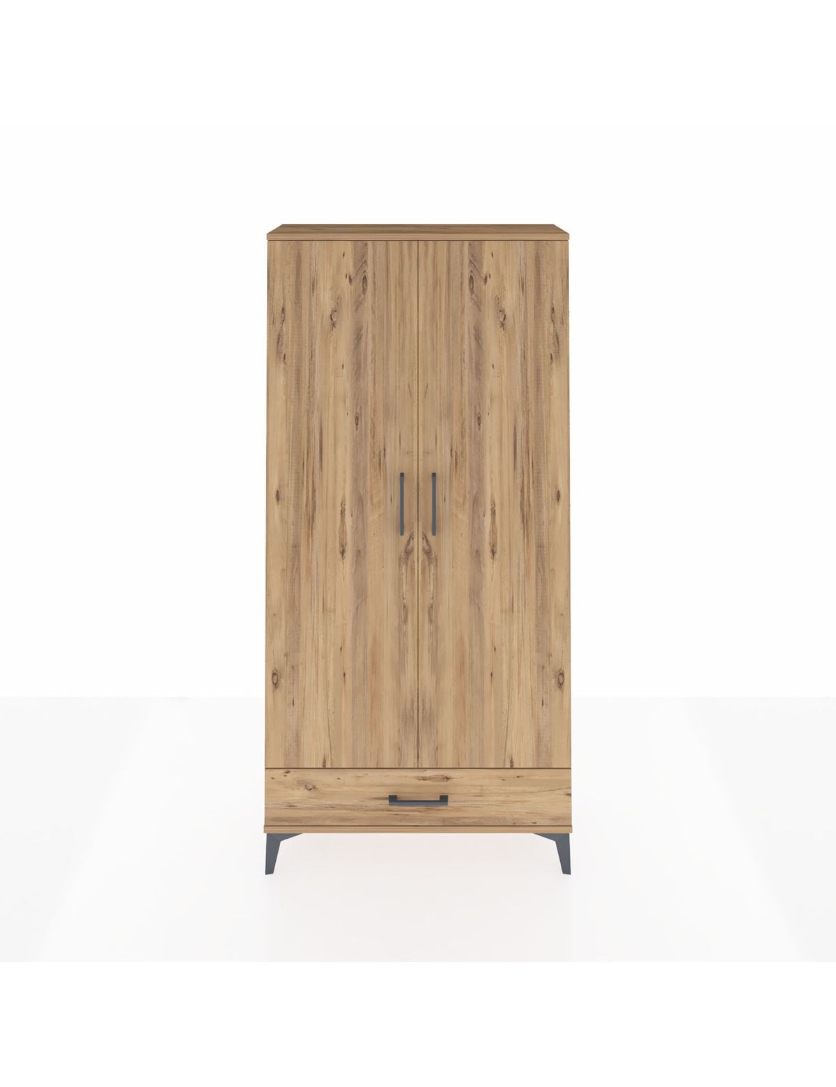 Arges Dolap 5 Raflı Tek Çekmeceli 2 Kapaklı 88x30x182 Çam-Çam