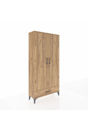 Arges Dolap 5 Raflı Tek Çekmeceli 2 Kapaklı 88x30x182 Çam-Çam