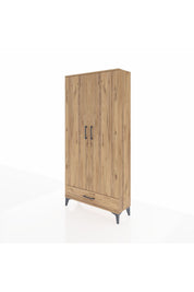 Arges Dolap 5 Raflı Tek Çekmeceli 2 Kapaklı 88x30x182 Çam-Çam