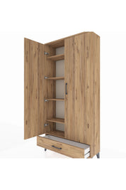 Arges Dolap 5 Raflı Tek Çekmeceli 2 Kapaklı 88x30x182 Çam-Çam