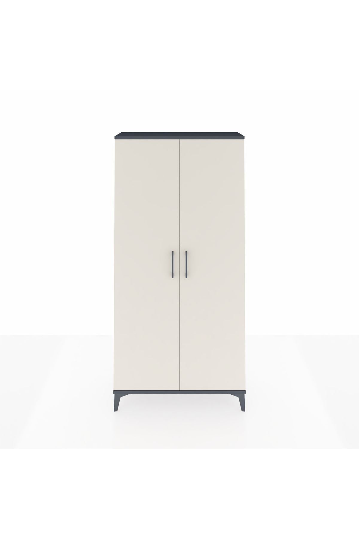 Arges Dolap 4 Raflı 2 Kapaklı 88x30x182 Antrasit-Aytaşı