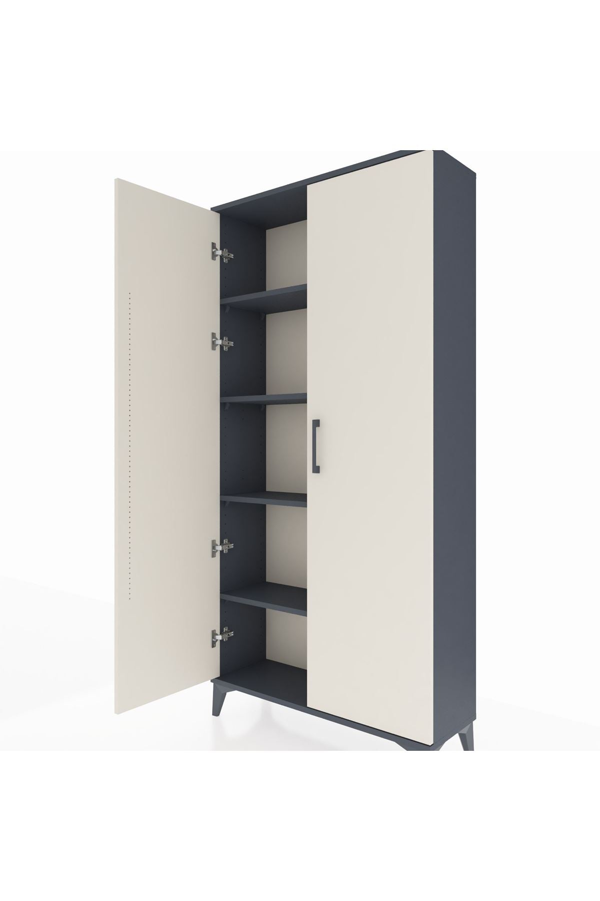 Arges Dolap 4 Raflı 2 Kapaklı 88x30x182 Antrasit-Aytaşı