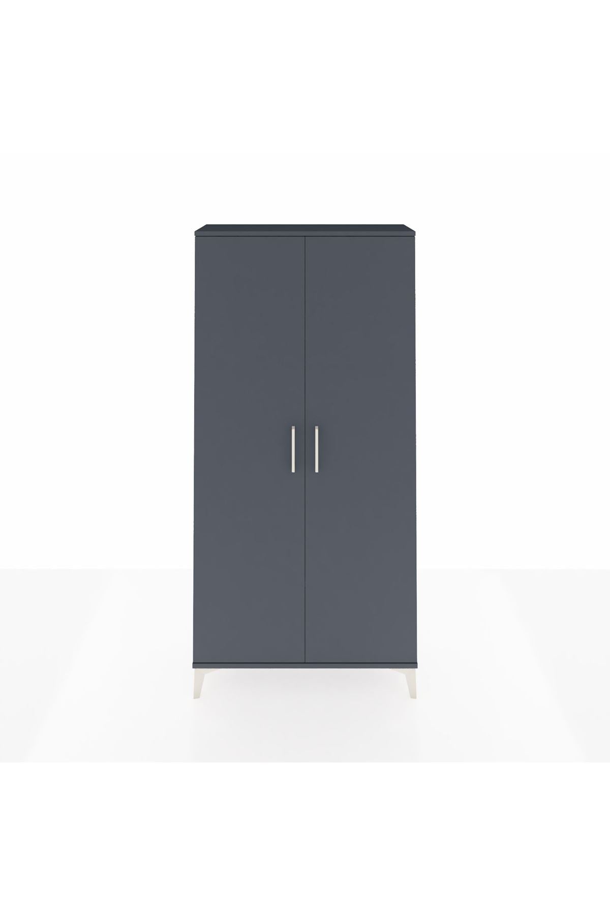 Arges Dolap 4 Raflı 2 Kapaklı 88x30x182 Antrasit-Antrasit