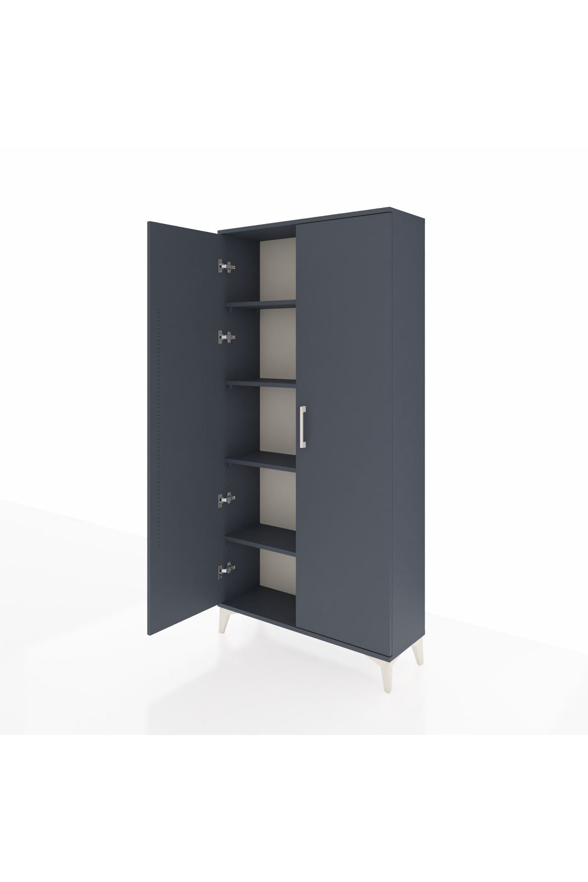 Arges Dolap 4 Raflı 2 Kapaklı 88x30x182 Antrasit-Antrasit