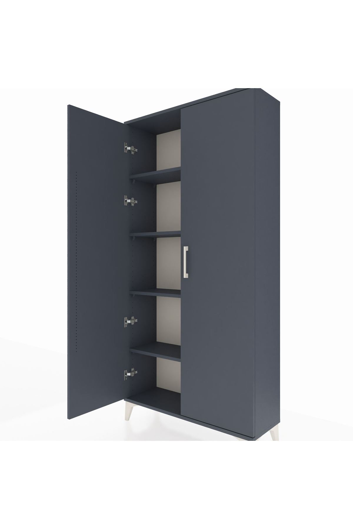 Arges Dolap 4 Raflı 2 Kapaklı 88x30x182 Antrasit-Antrasit